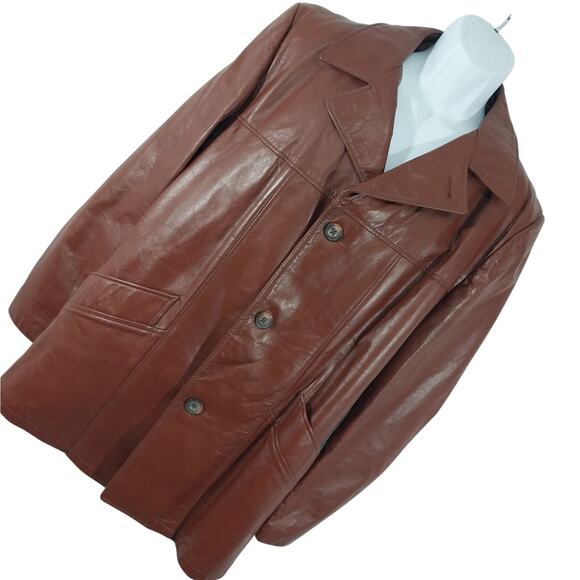 VINTAGE LONDON FOG! RICH PECAN BROWN GENUINE LEATHER ZIP OUT LINER COAT! SZ 42R - Picture 12 of 12